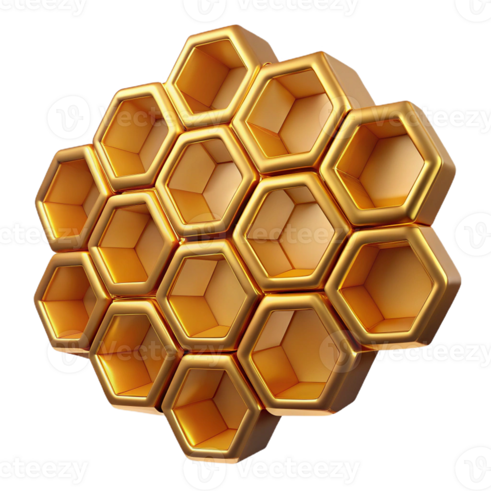 Golden Honeycomb 3D Illustration png