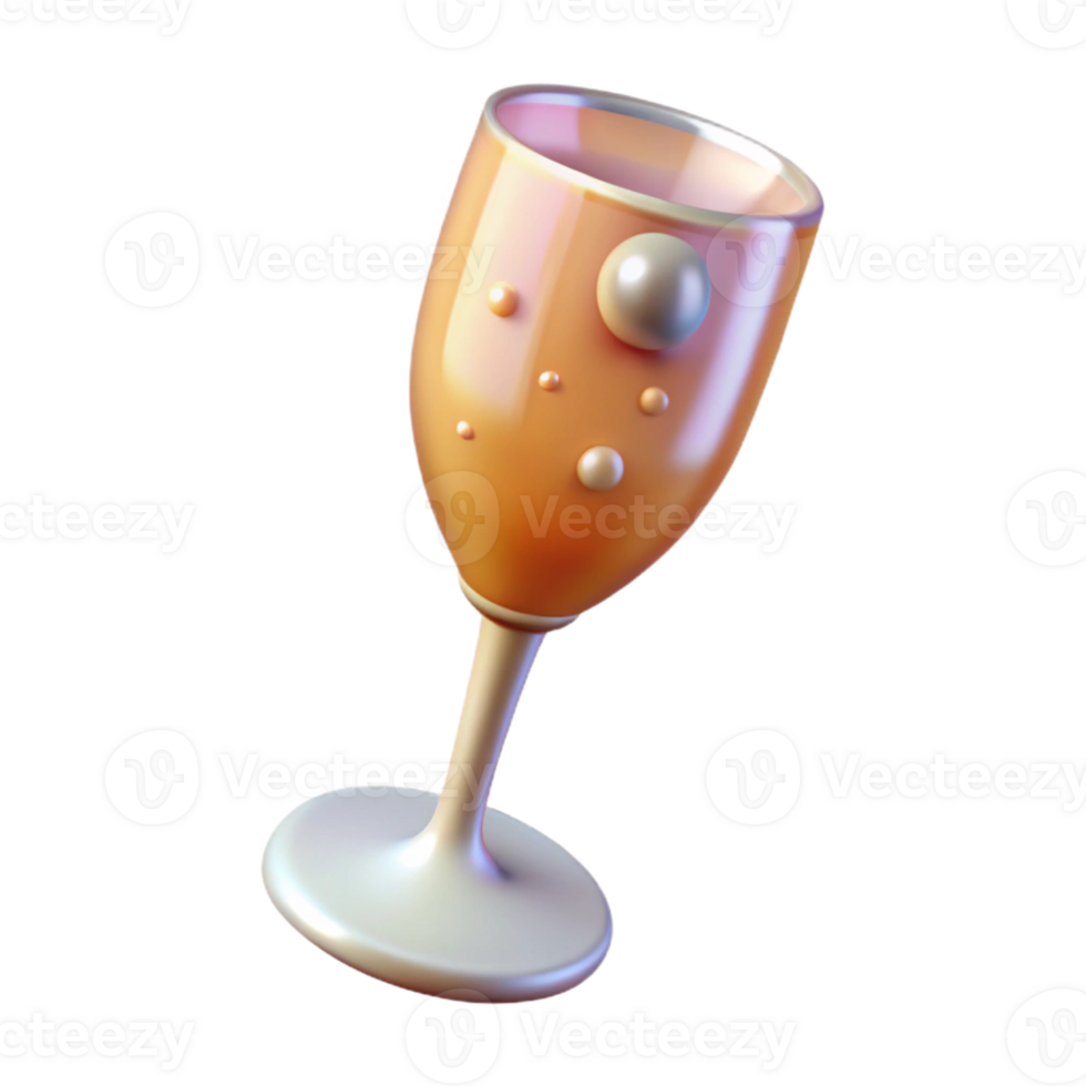 3D Render Champagne Glass Illustration png