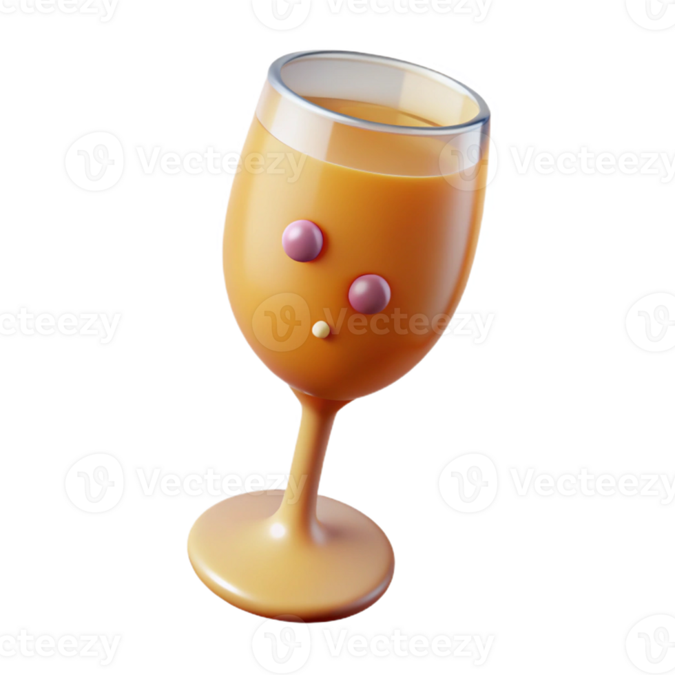 Cute 3D Orange Juice Glass Illustration png