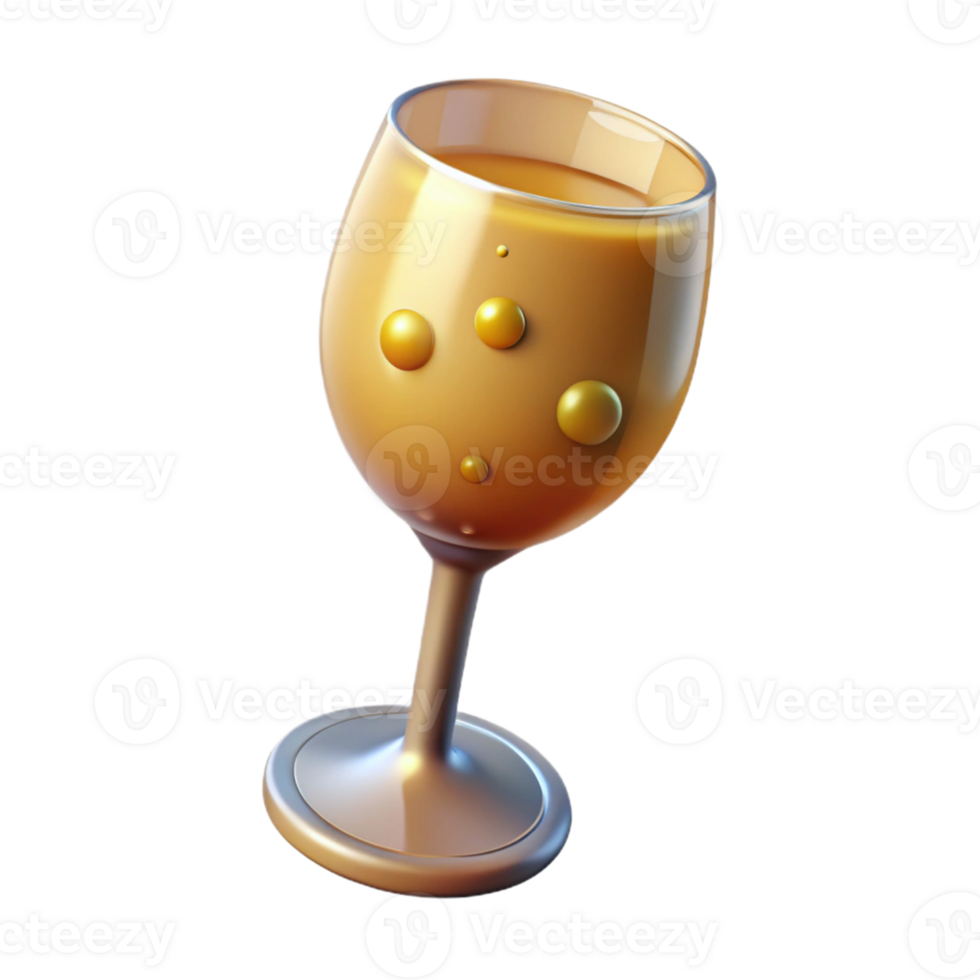 3D Render Golden Drink in Glass png