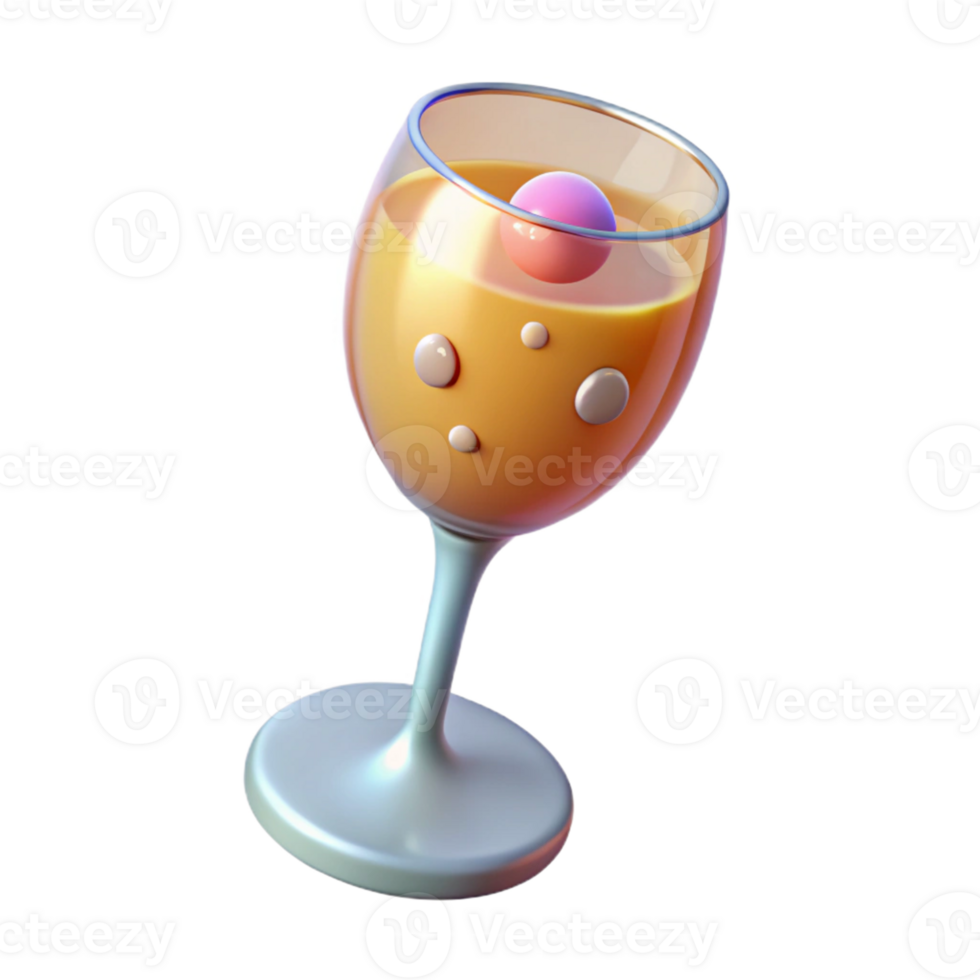 3D Render of a Glass of Orange Juice png