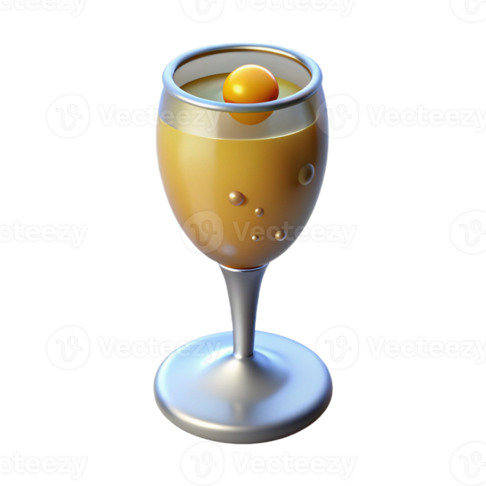 3D Render of a Champagne Glass with Yellow Sphere png