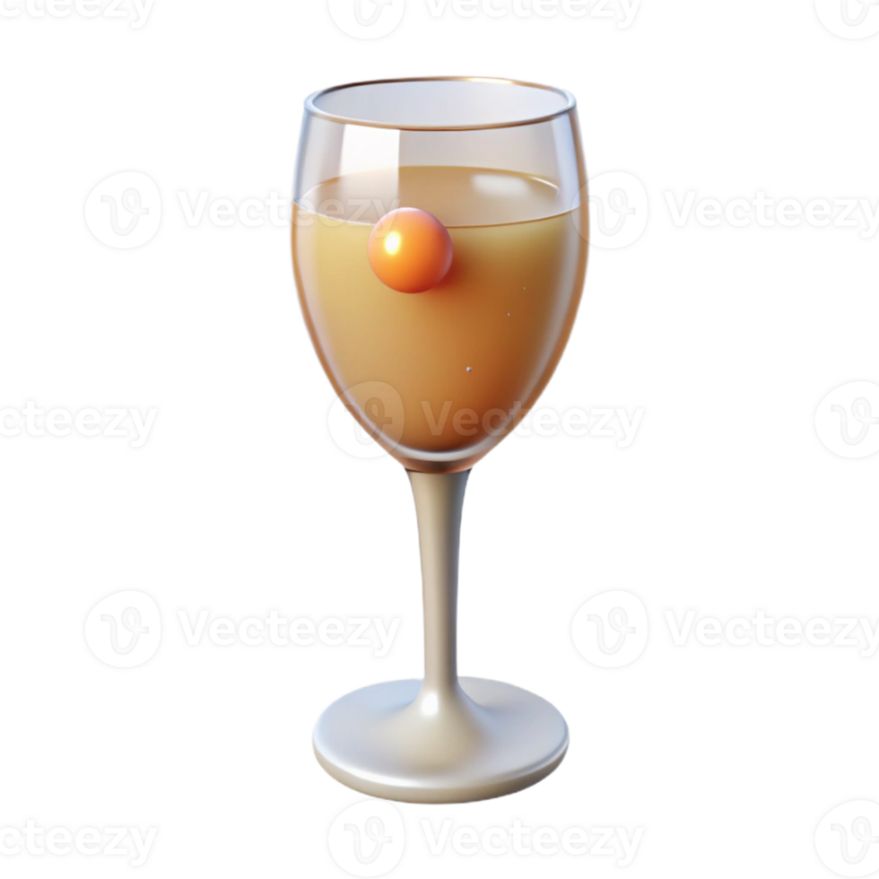 3D Render of a Wine Glass with Orange Sphere png