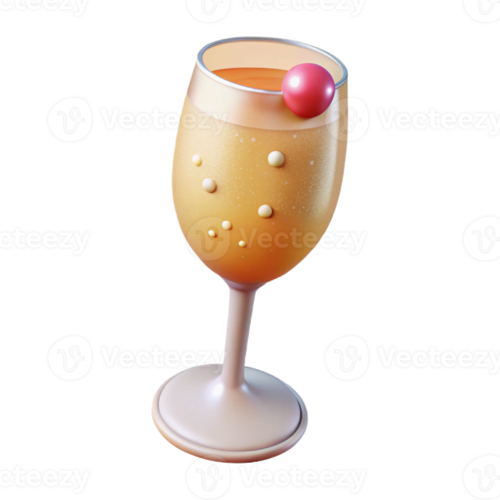 3D Render of Sparkling Champagne Glass png