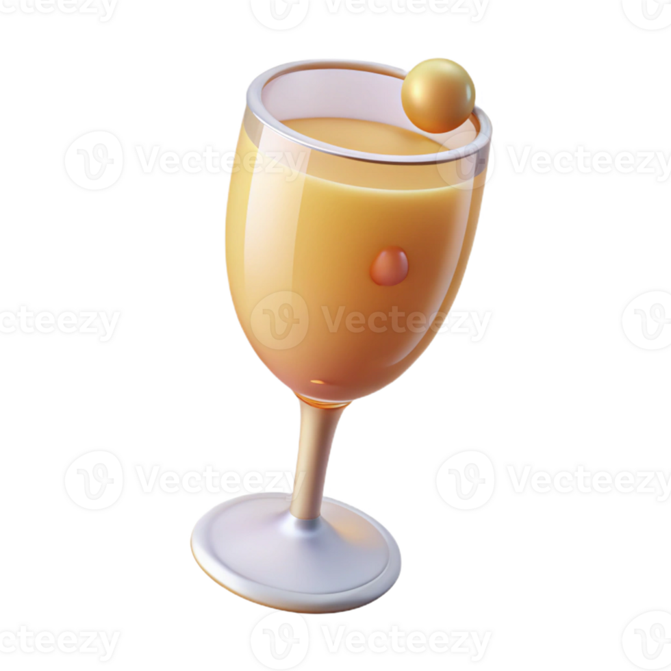 3D Render of Yellow Drink in Glass png