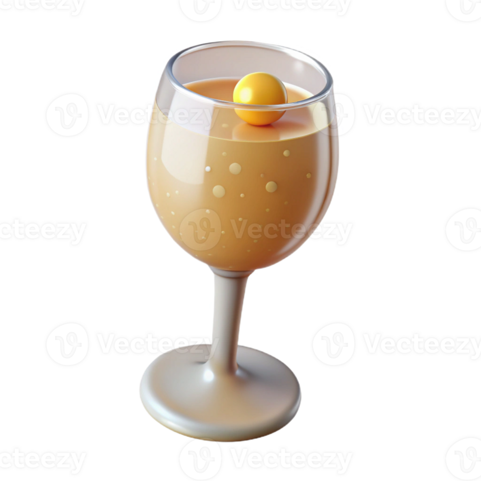 3D Render of a Creamy Drink in Glass png