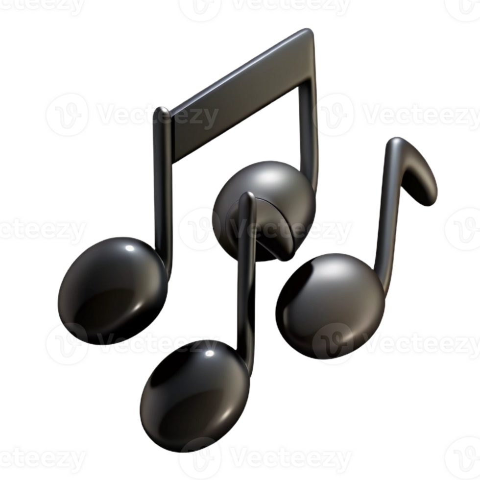 3D Render Black Music Notes Illustration png