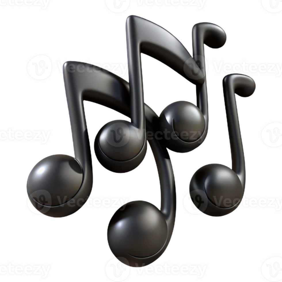 3D Render of Musical Notes png