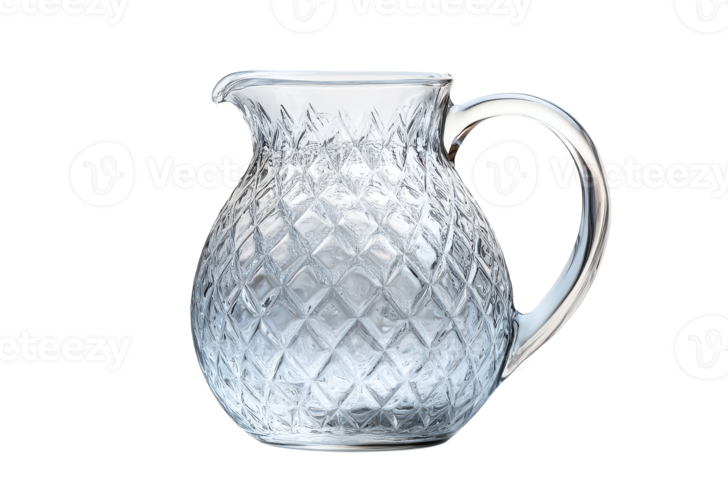 Elegant glass pitcher with diamond pattern perfect for serving beverages at gatherings png