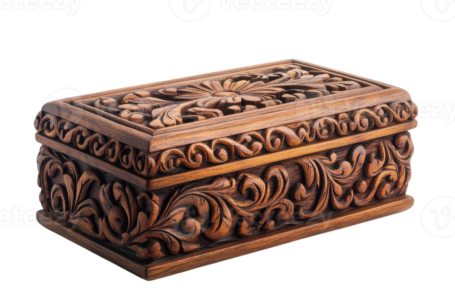 Decorative wooden box with intricate carvings showcasing craftsmanship and artistry in design png