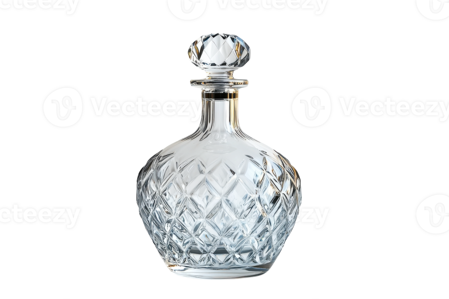 Elegant crystal decanter with intricate diamond pattern showcasing timeless craftsmanship and style png
