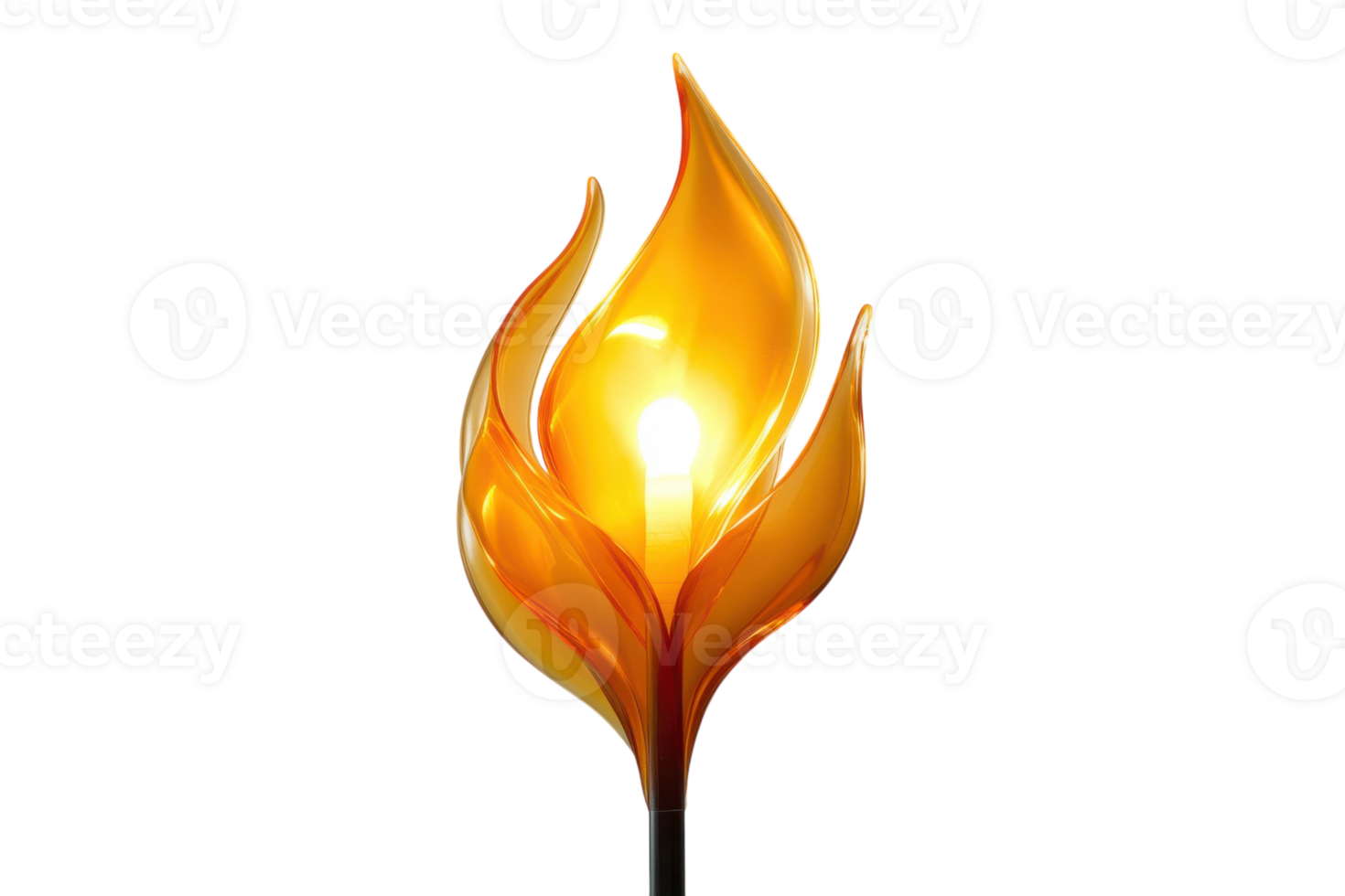 Artistic lamp design featuring a vibrant flame shape illuminated by warm light png