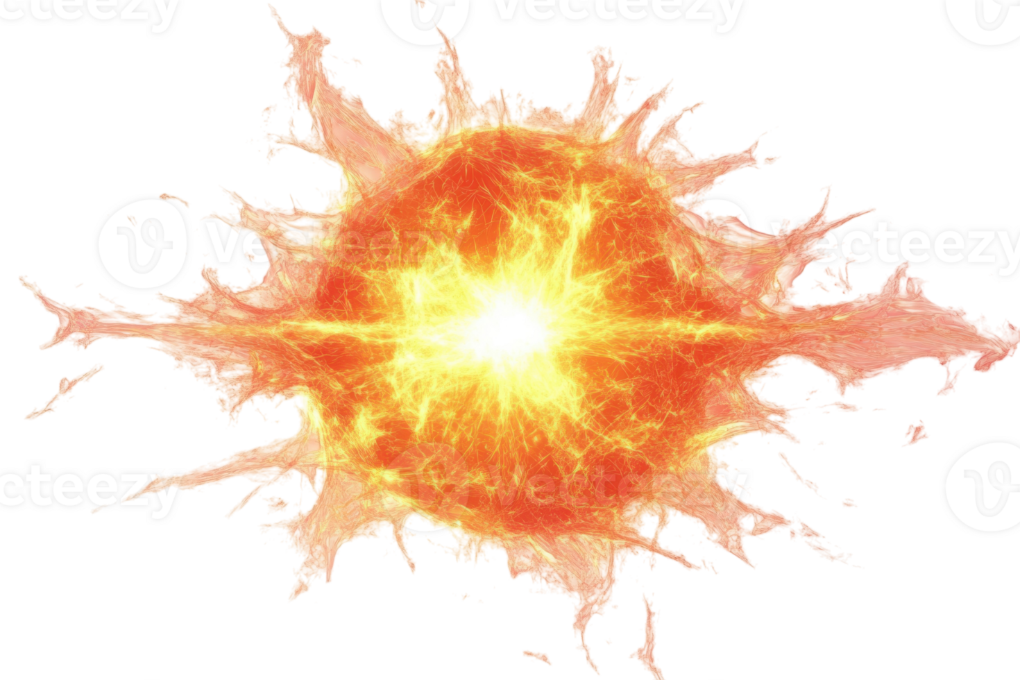 Bright orange sunburst with fiery rays radiating outward in a vivid display of energy and light png