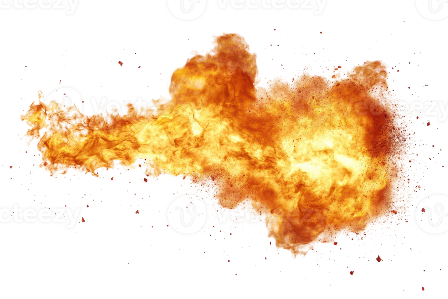 Bright orange explosion burst with fiery flames and smoke billowing outward in an energetic display png