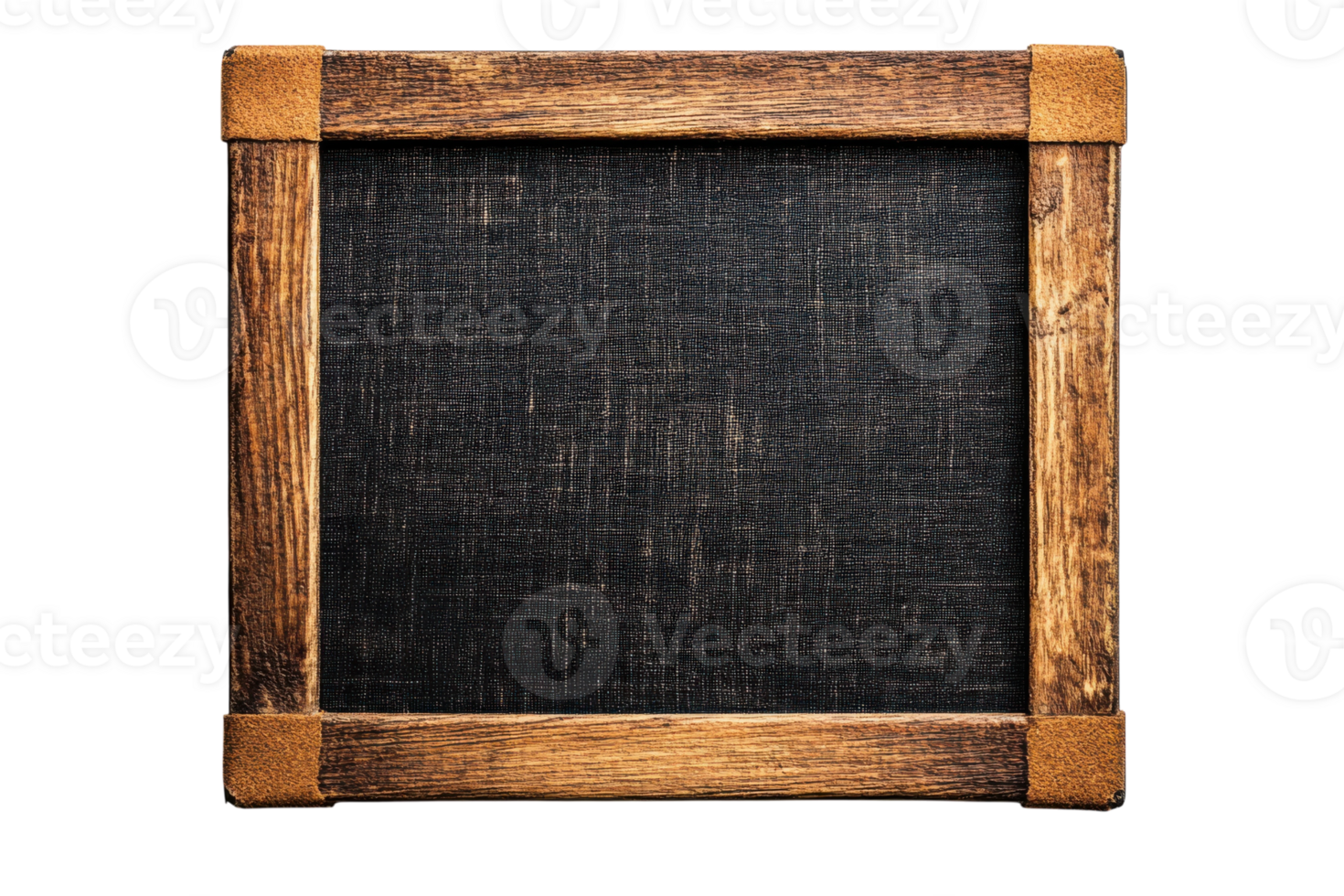 Rustic wooden frame with a dark canvas background for art display or decoration png