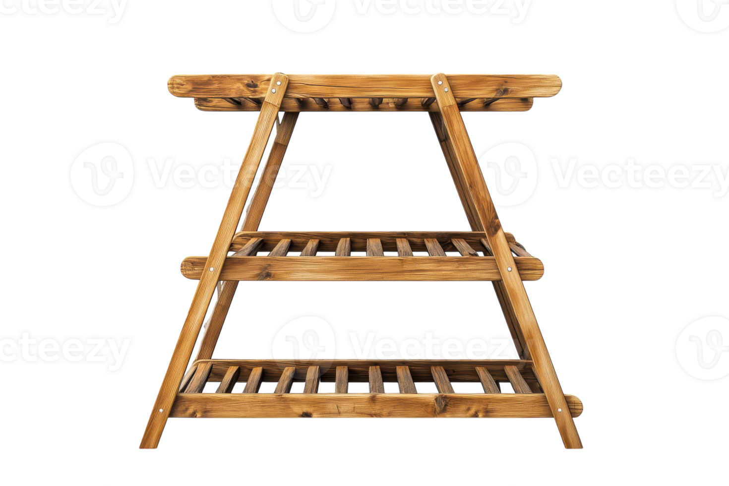 Wooden multi-tier shelf for home organization in contemporary design png