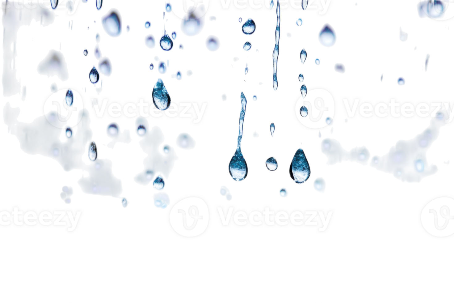 Water droplets falling in a serene and minimalist setting with white background png