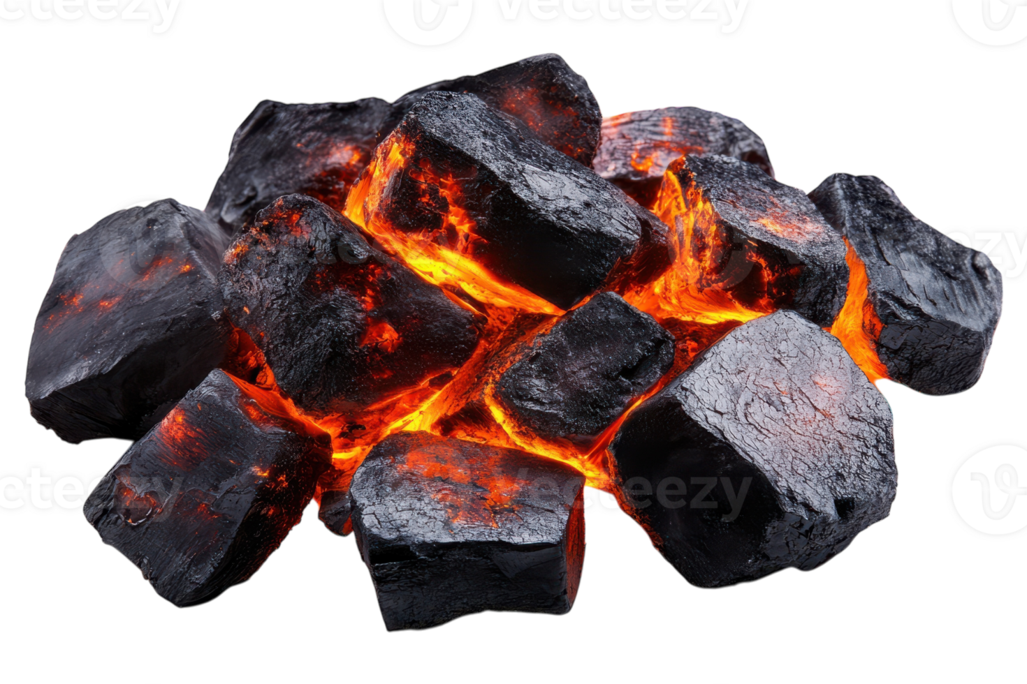 Glowing charcoal pieces ignite warmth and energy for outdoor cooking and grilling activities png