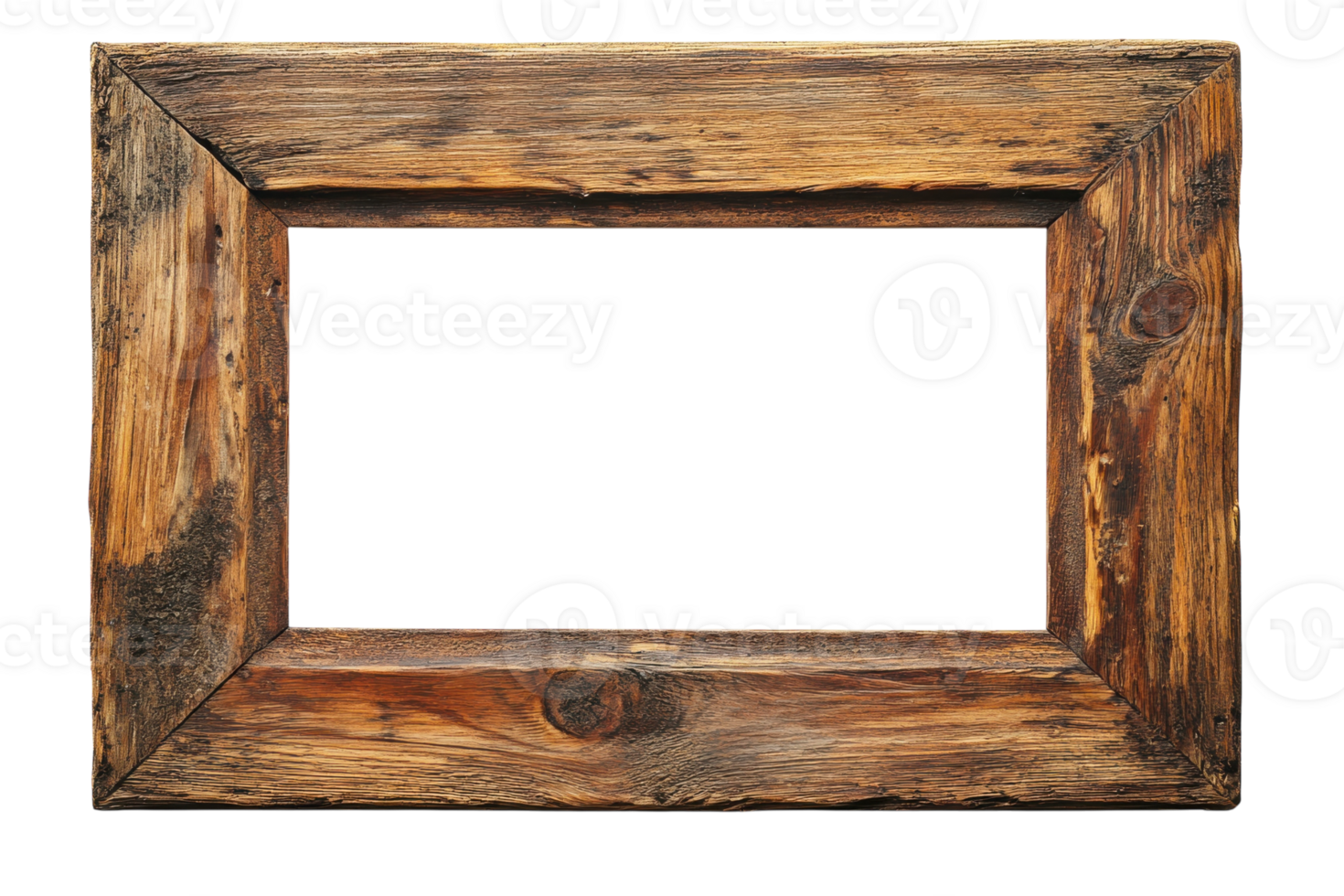 Rustic wooden frame with a textured finish, perfect for displaying artwork or photographs at home png