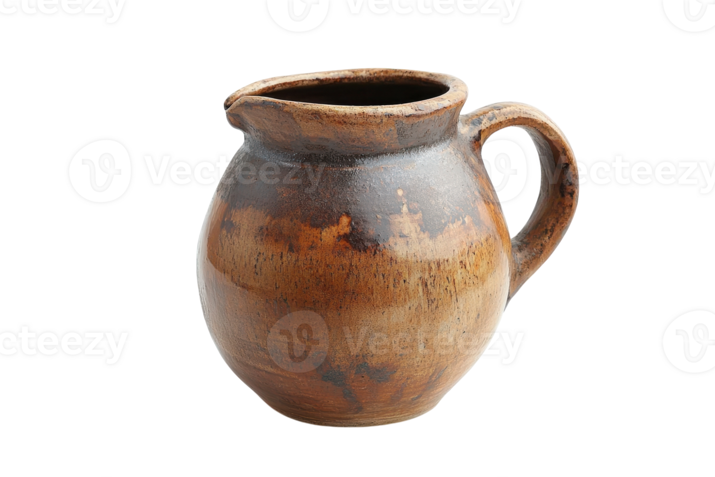 Traditional clay jug showcasing artisanal craftsmanship and earthy tones suitable for home decor or rustic dining png