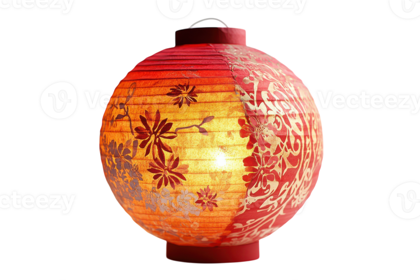 Elegant paper lantern with floral designs glowing softly in warm hues for festive occasions and celebrations png