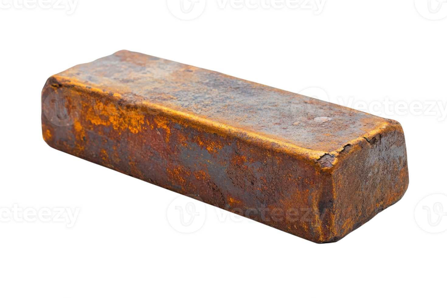 Rusty metal bar lying on a surface showcasing weathered texture and industrial style png