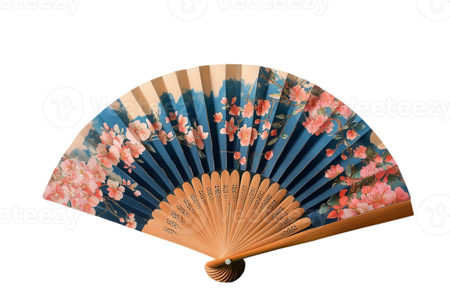 Decorative hand fan with floral design showcasing vibrant blossoms and elegant craftsmanship png