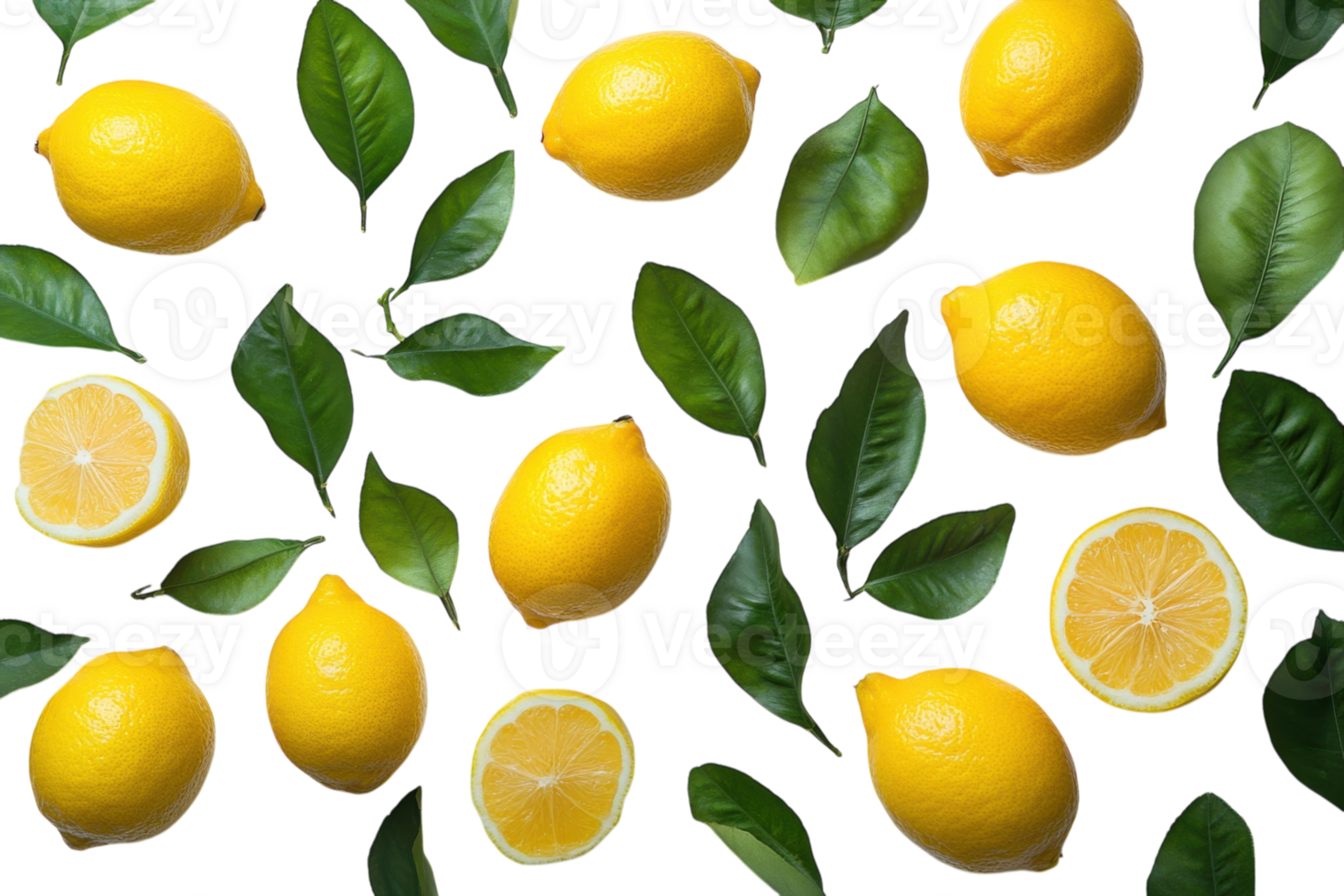 Bright yellow lemons and fresh green leaves arranged on a white surface create a vibrant natural display perfect for culinary inspiration png