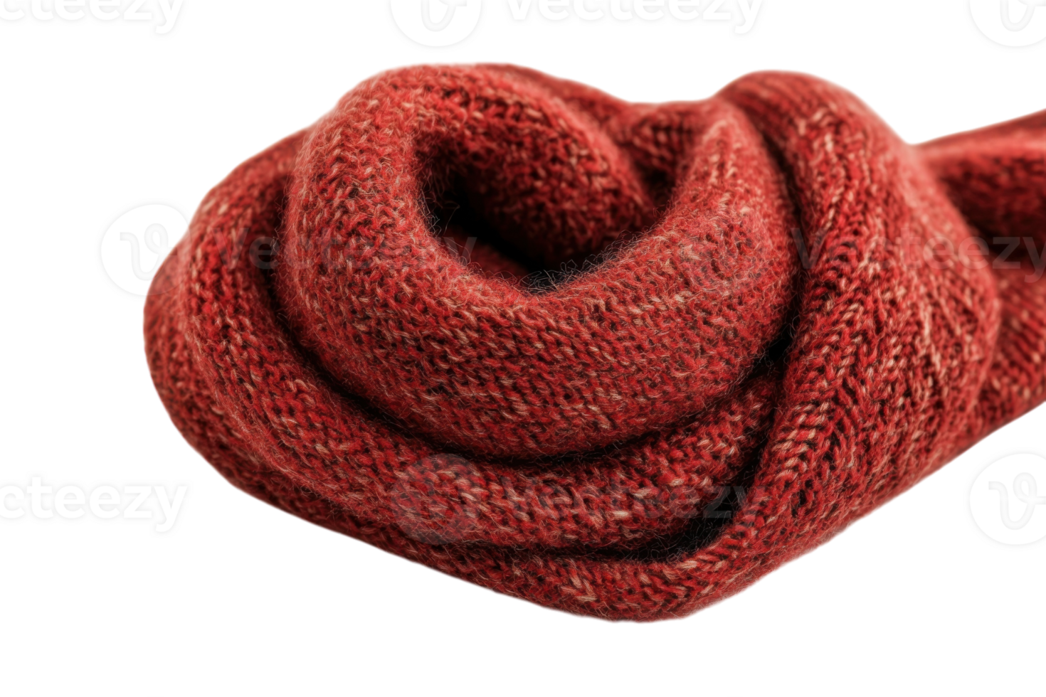 Cozy red knitted scarf displayed on a neutral background highlighting its texture and warmth png