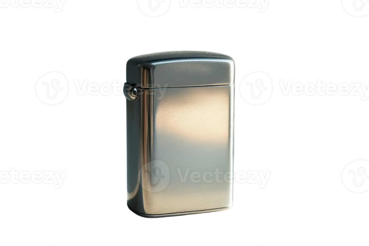 Classic metal lighter sitting on a smooth surface reflecting warm light in a minimalist setting png