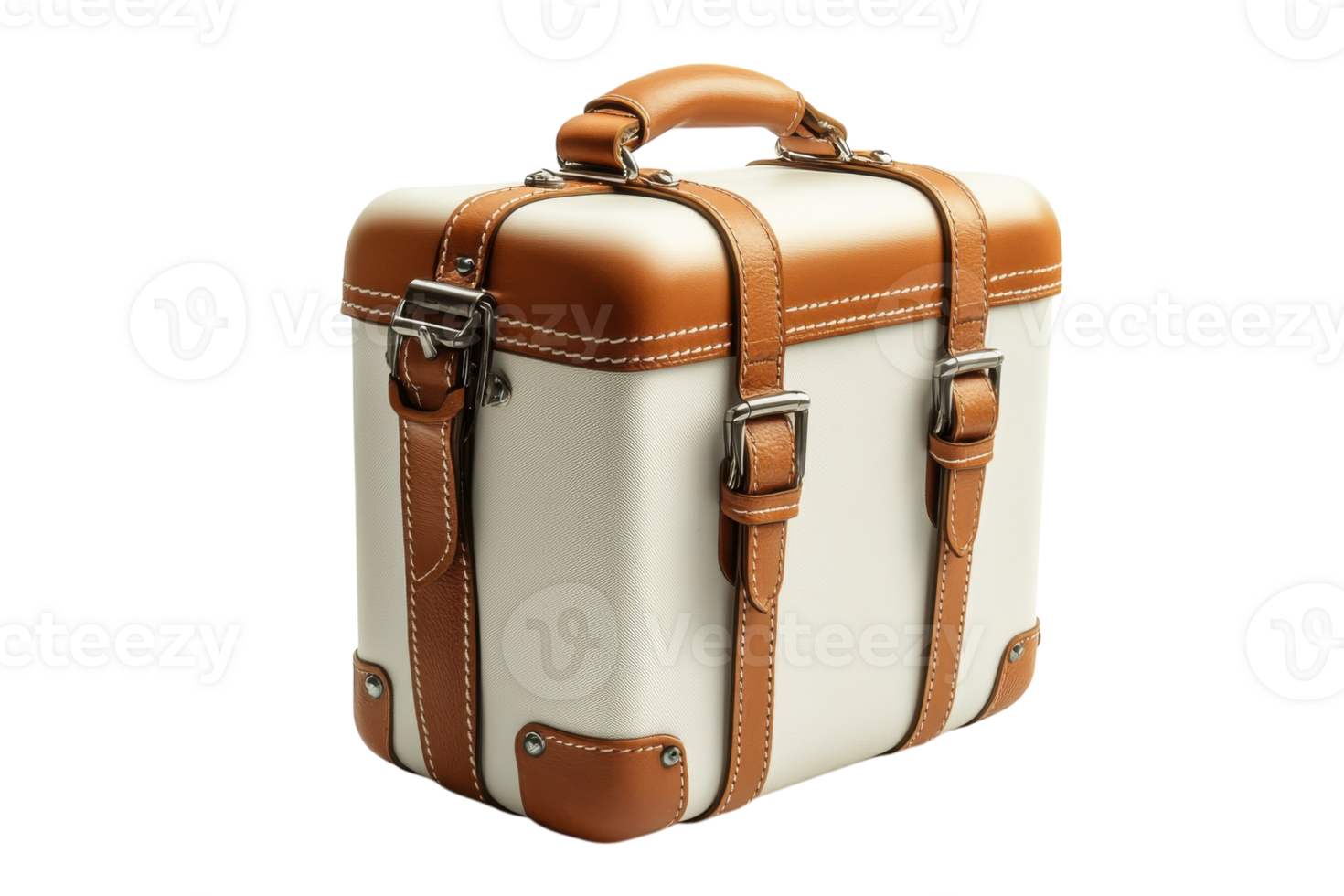 Travel bag with stylish design showcasing a combination of white and brown leather, perfect for outings or vacations png