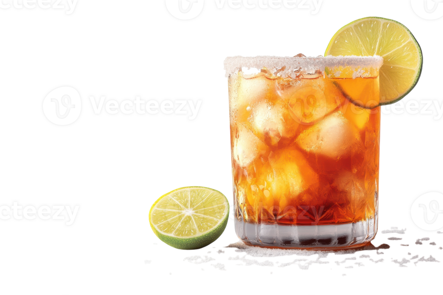 Refreshing cocktail with lime and ice served in a glass on a white background png