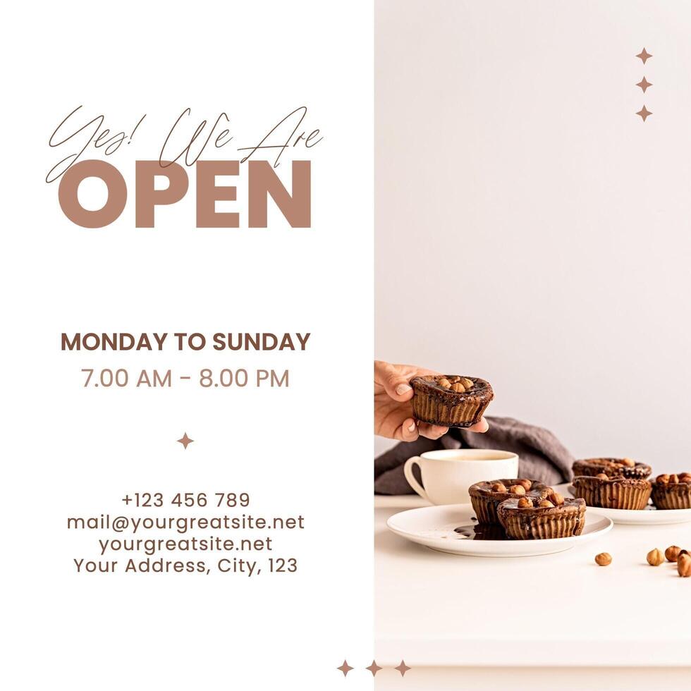 Beige Minimalist Back to Business Cafe Instagram Post template