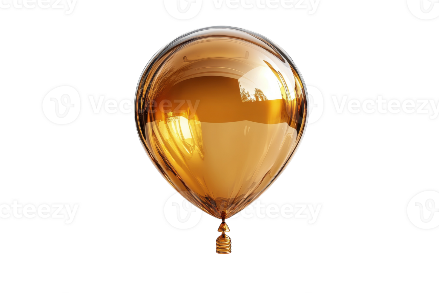 Golden balloon floating gracefully against a soft background, reflecting light and shadows in an artistic display png