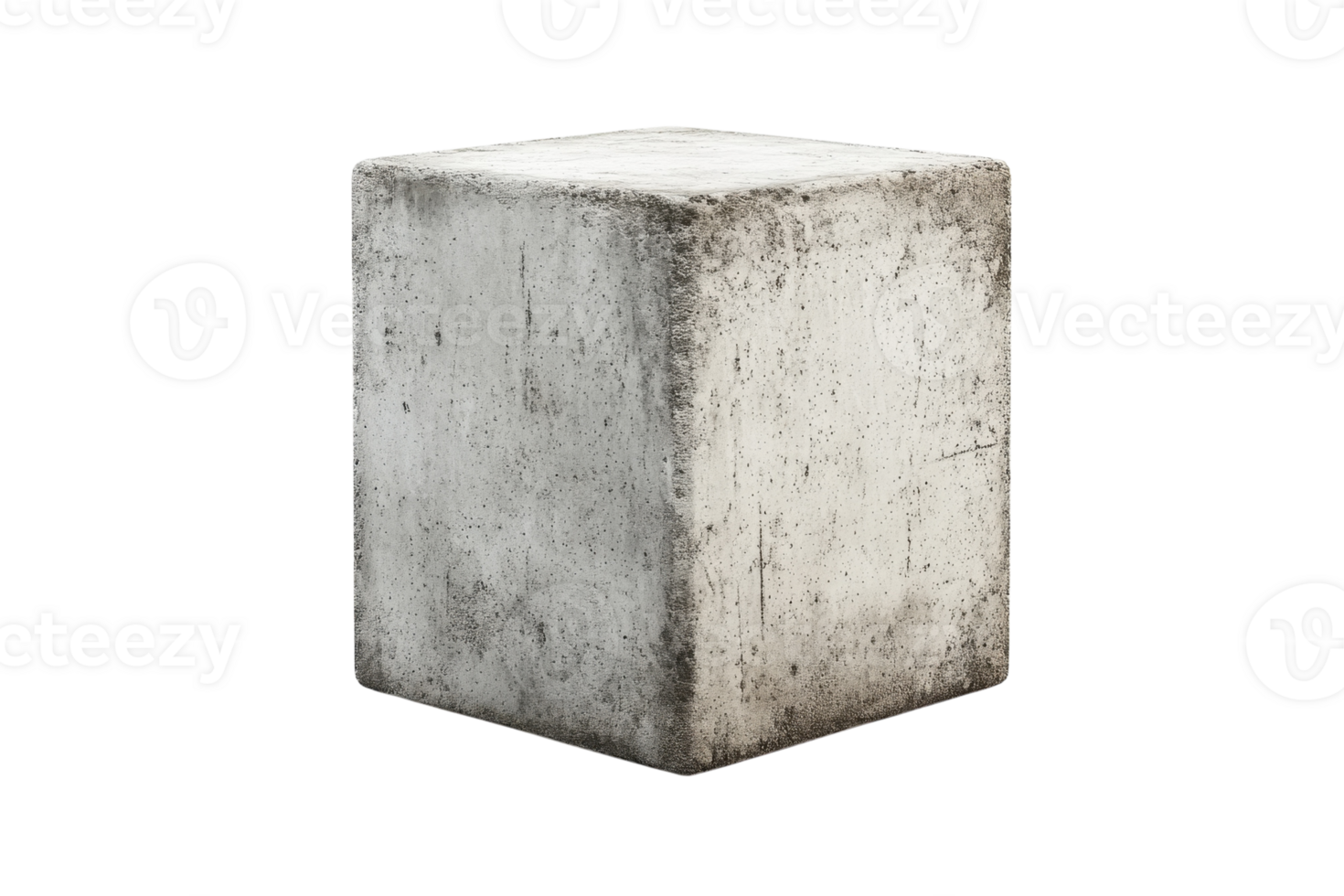 Concrete cube with a rough texture situated on a plain background png
