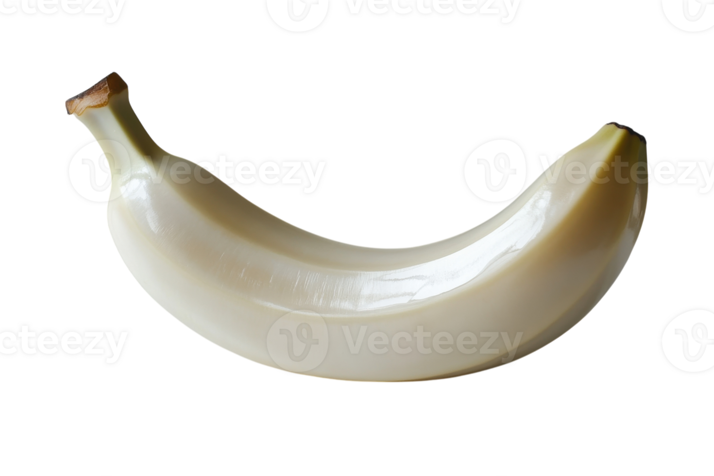 Unique white banana resting on a flat surface, showcasing its unusual color and smooth texture under bright light png