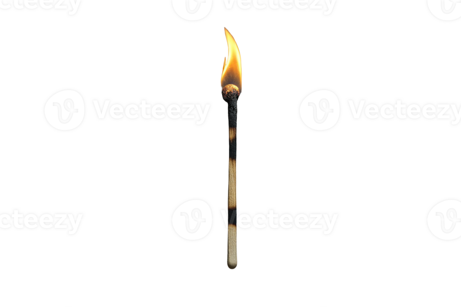 Burning matchstick held upright, illuminating a dark background with its bright flame png