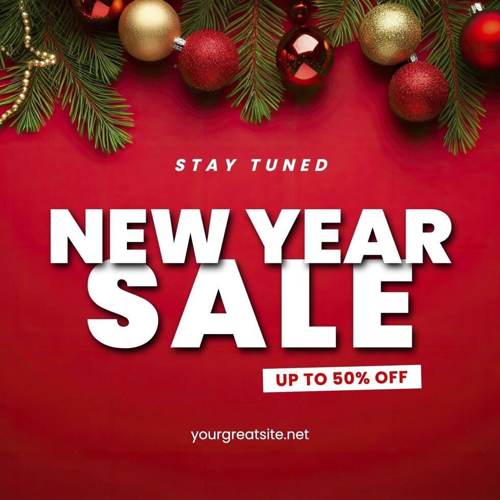 Red Simple New Year Sale Instagram Post template