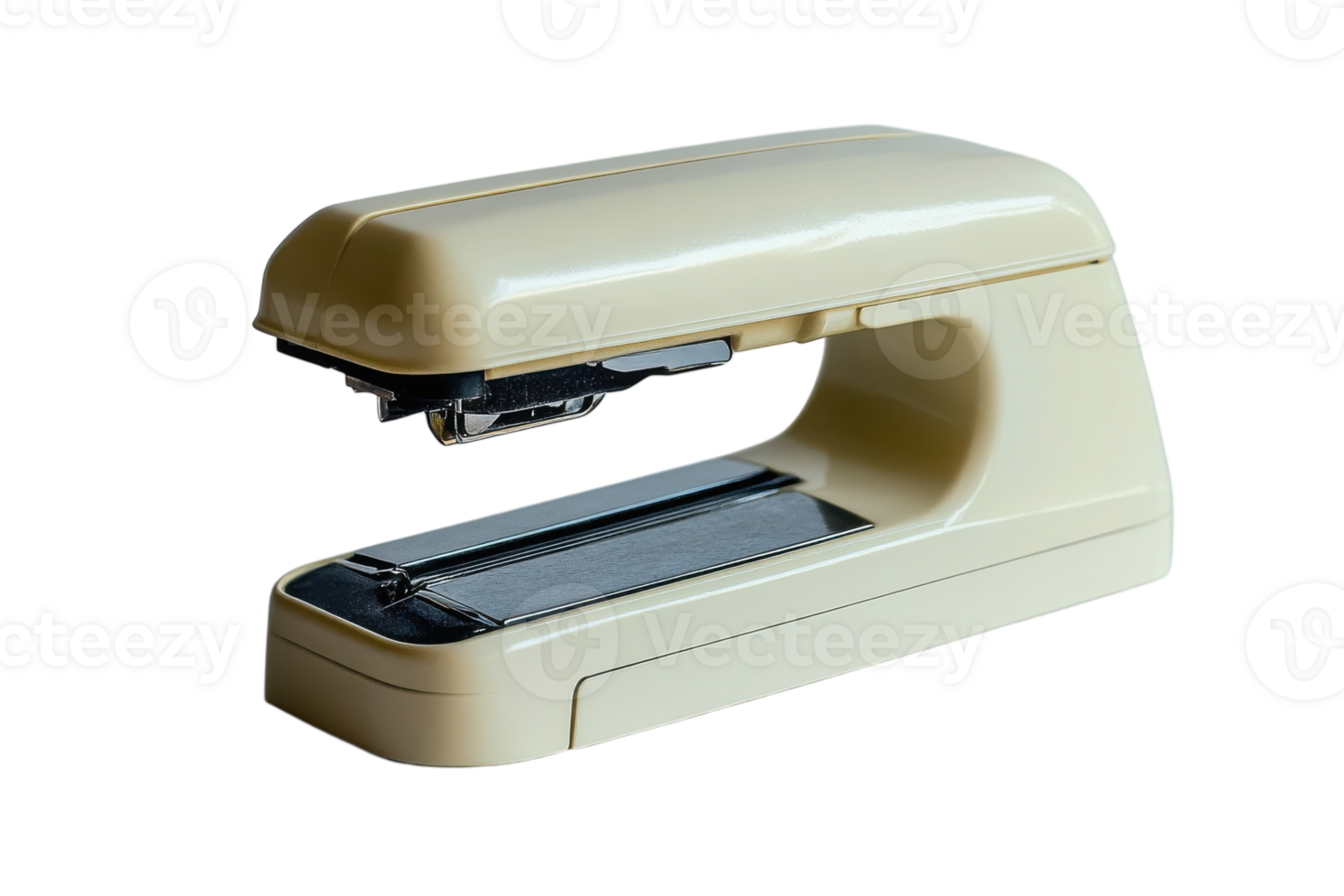 Vintage stapler on a white backdrop showcasing its ergonomic design and nostalgic charm while emphasizing functionality in office settings png