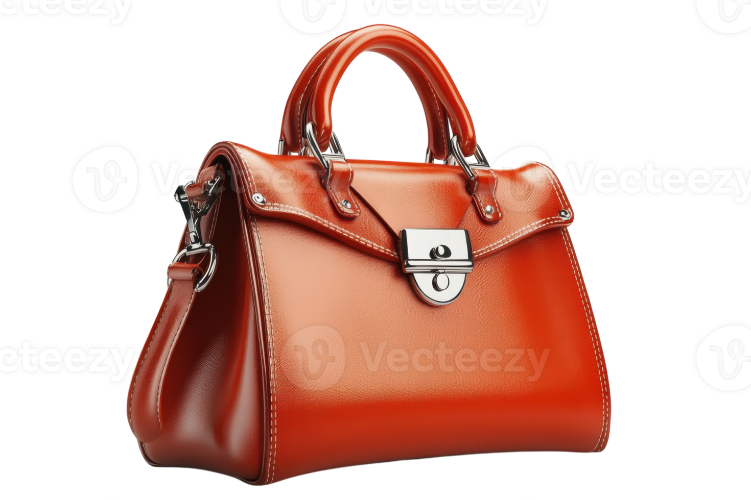 Elegant orange handbag with stylish design and polished finish displayed on a neutral background png