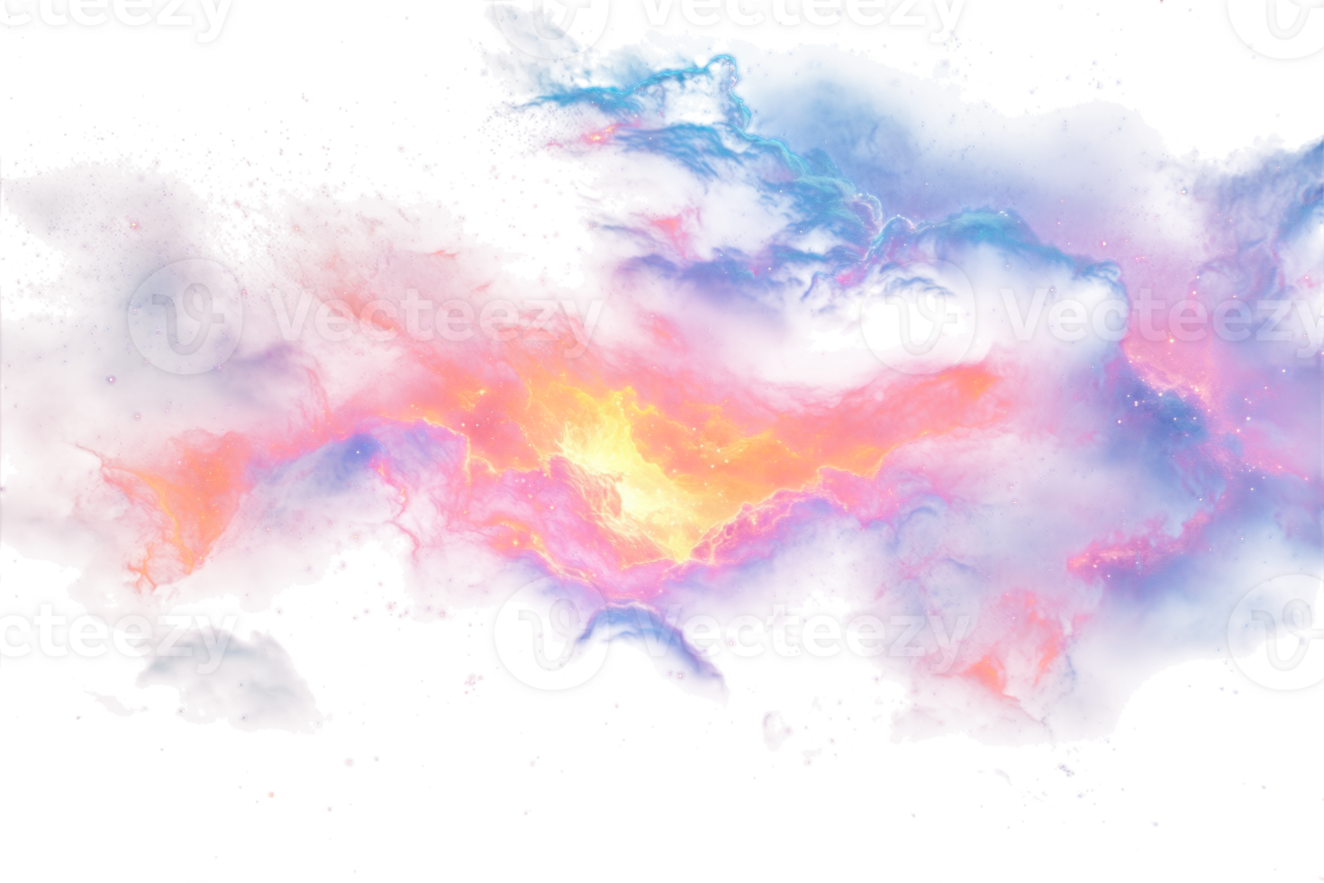 Abstract representation of cosmic clouds with vibrant colors in an artistic style png