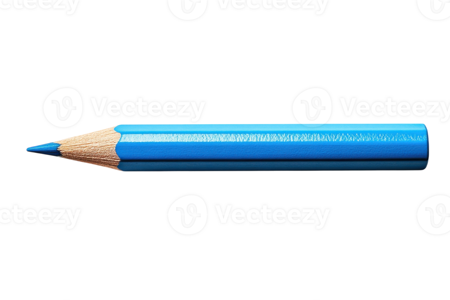 Vibrant blue colored pencil resting on a flat surface with a sharp tip ready for use in creative projects png