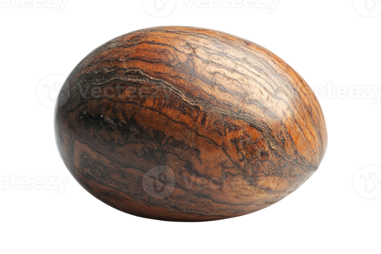 Unique brown stone with intricate patterns and smooth surface displayed on a white background png