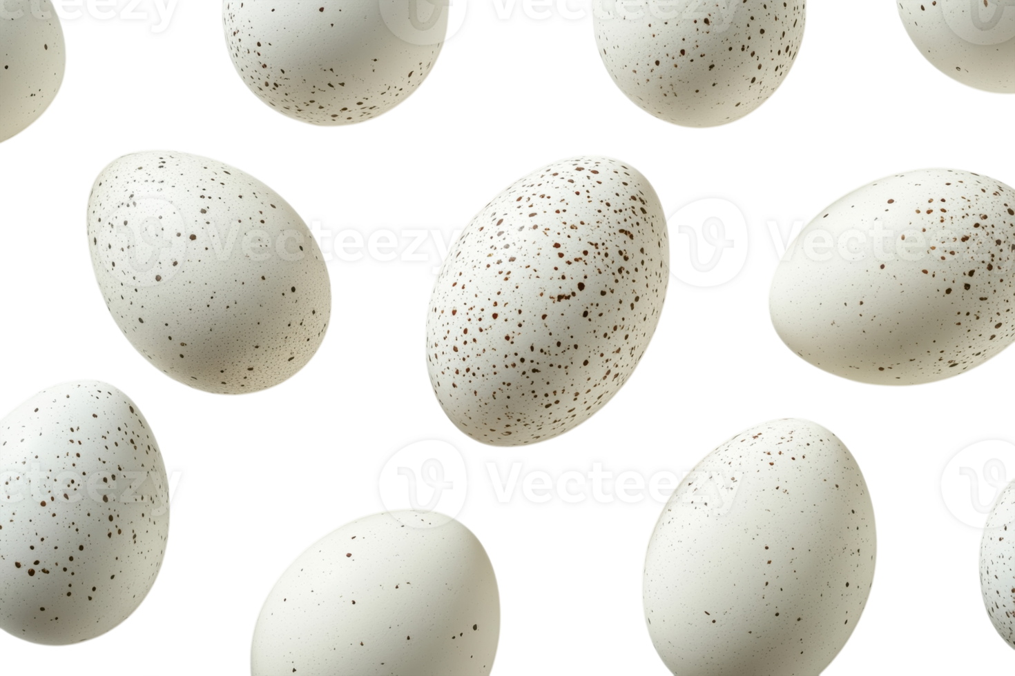 White eggs with speckles arranged on a plain background create an elegant visual for culinary and artistic inspirations png