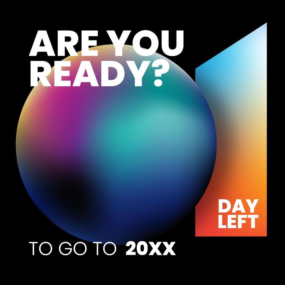 1 Day Left New Year Count Down Gradient Number Instragram Post template