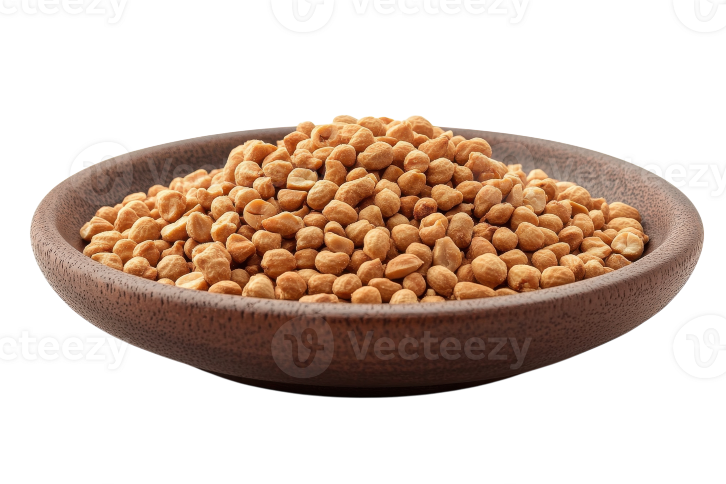 Dried chickpeas in a wooden bowl on a plain background ready for cooking or snacking png