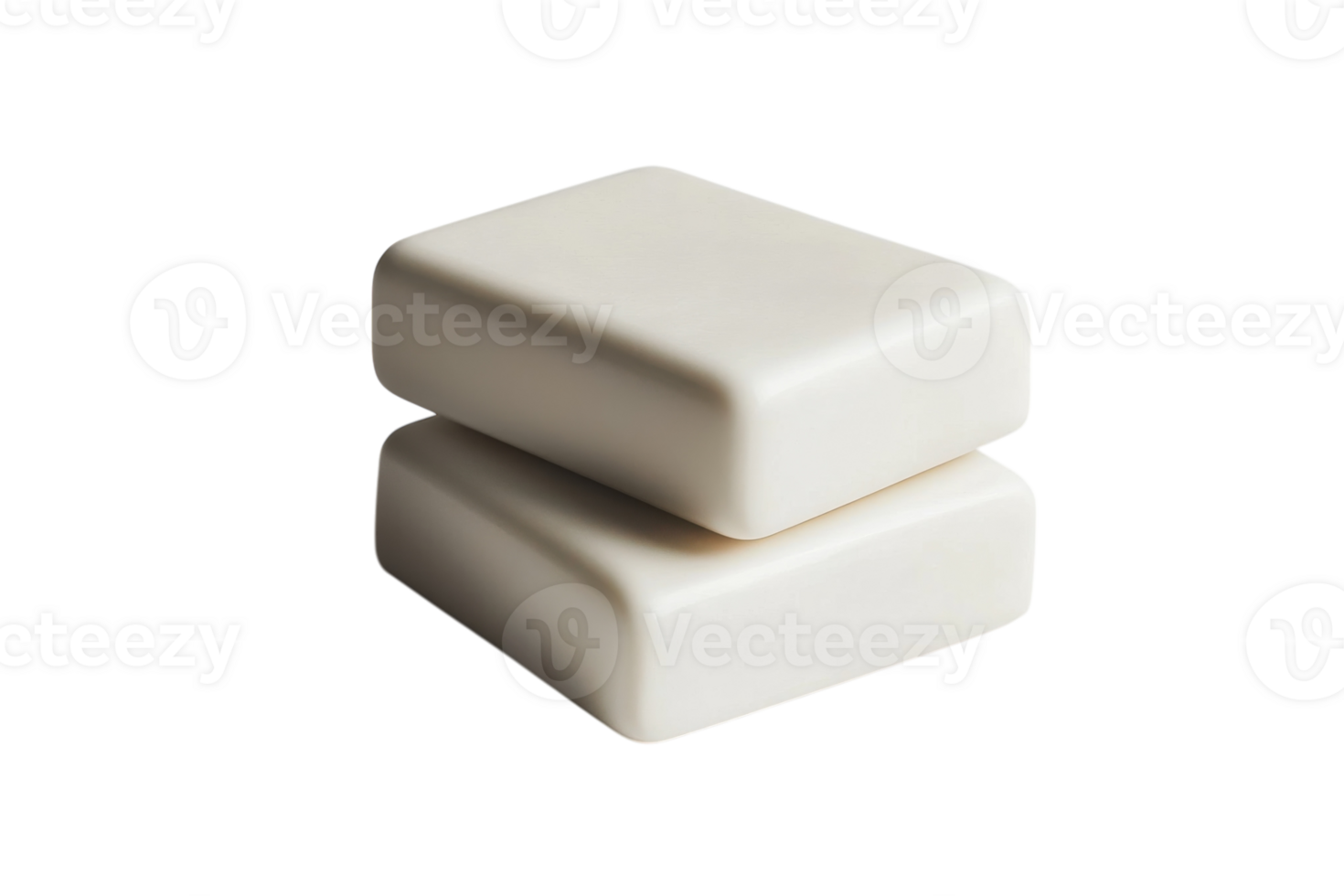 Simple white soap bars stacked on top of each other against a neutral background for minimalistic design png