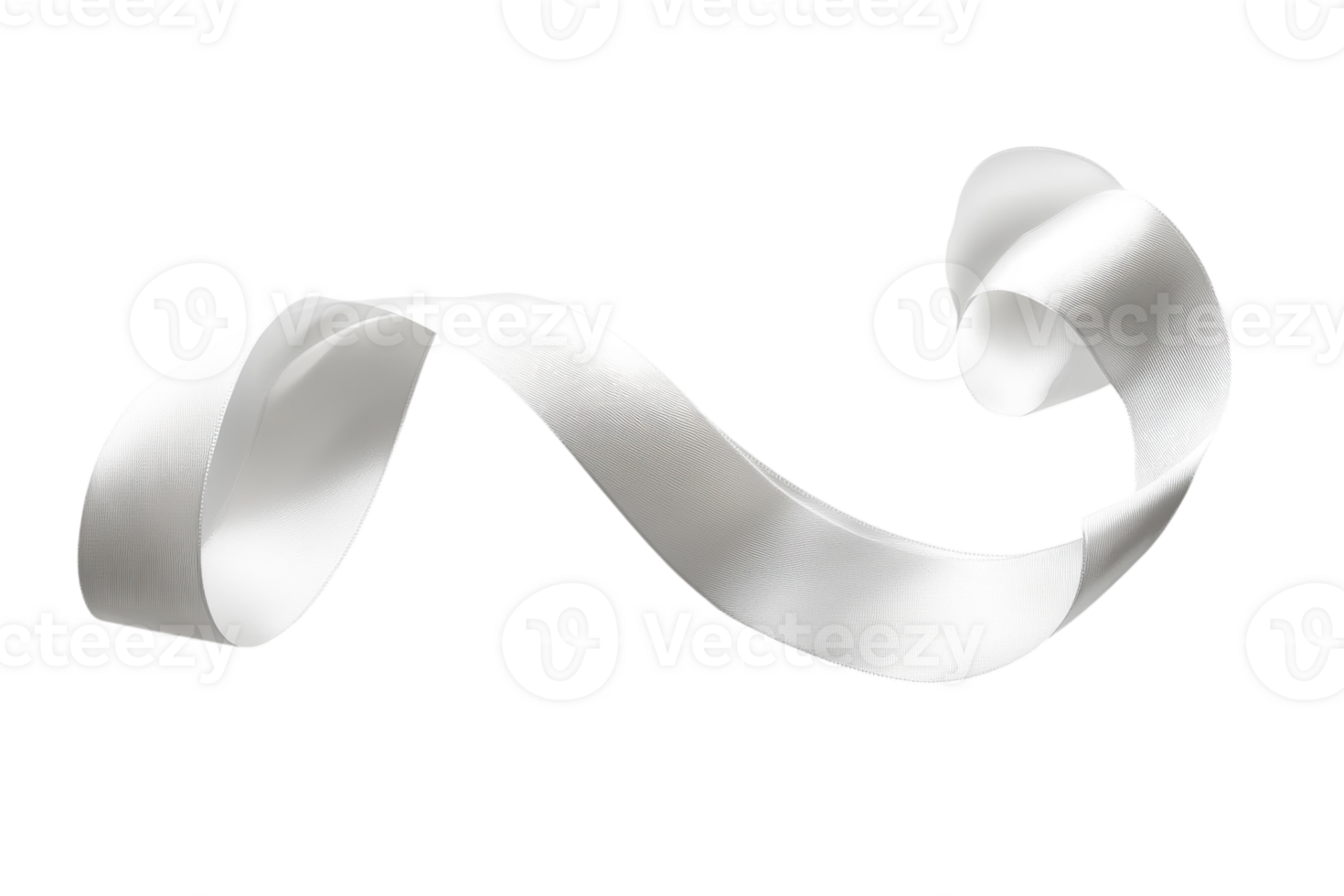 White satin ribbon swirling elegantly in a graceful motion on a clean background png