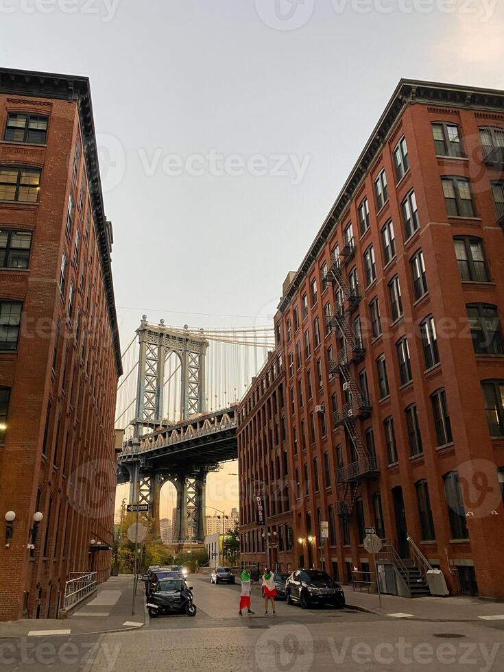 Manhattan bridge from the east river photo