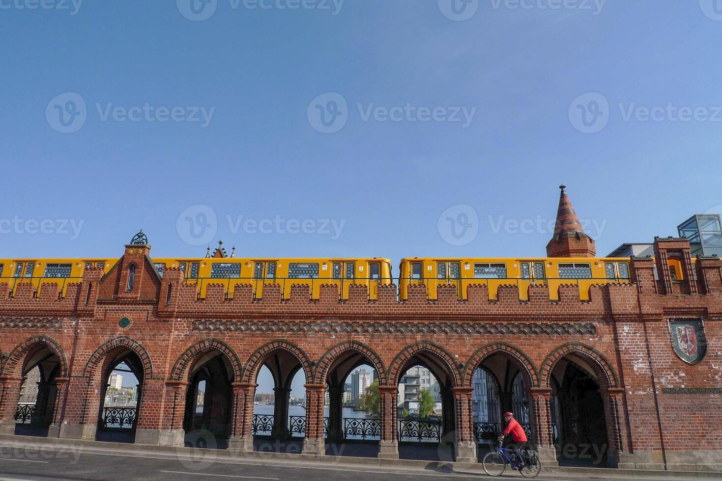 A train on a bridge photo